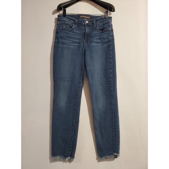 Joe's Ella Straight Ankle Distressed Dark Wash Jeans Womens Size 28 Roll Cuff - Picture 1 of 11